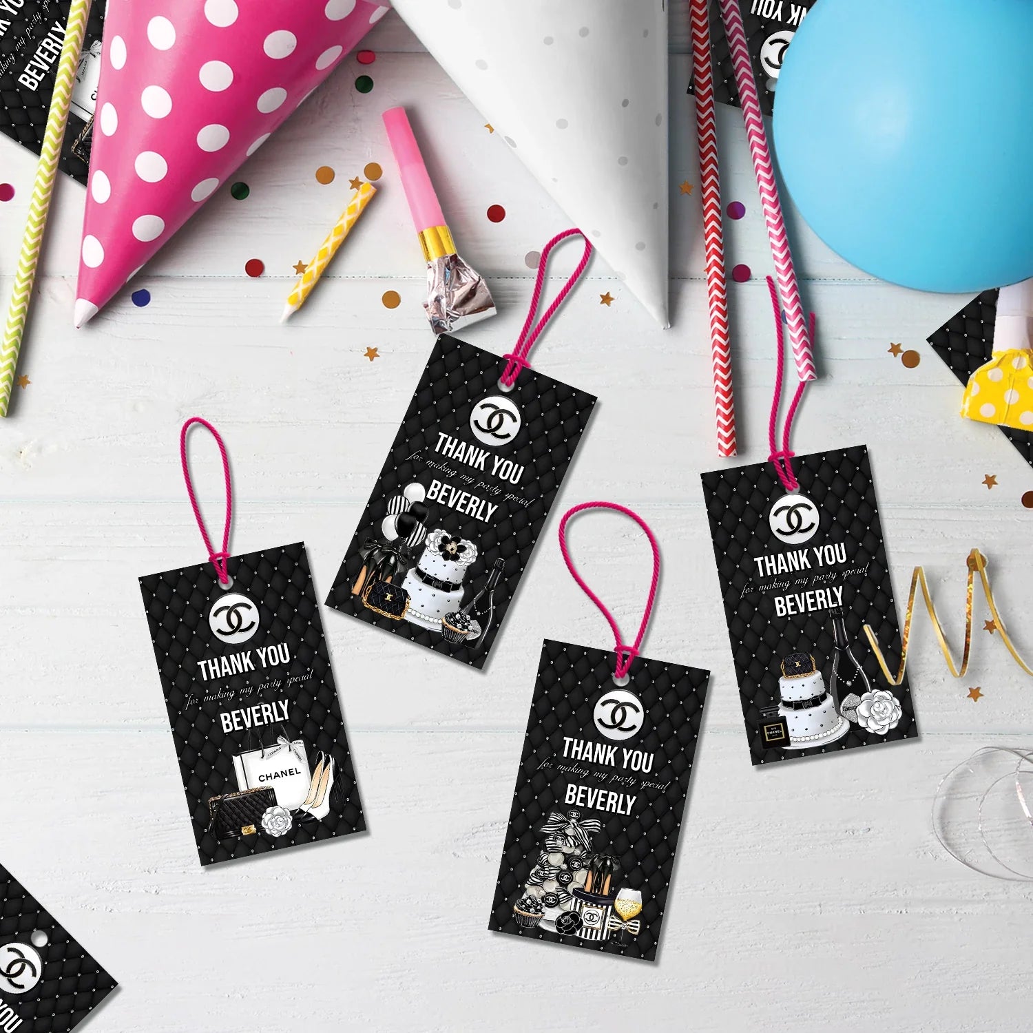 Luxury Bag Birthday Decorations, Chanel Inspired Party Supplies, Designer Chanel Themed, Coco Chanel Digital Template, Editable Chanel Inspired Image SVG PNG