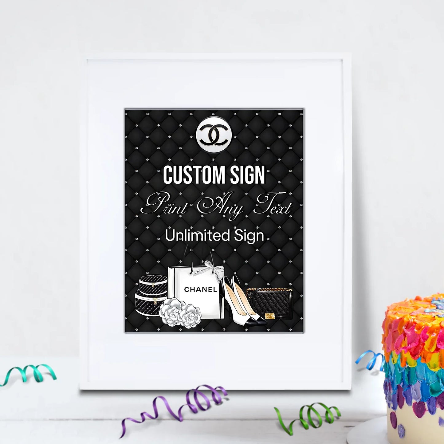 Luxury Bag Birthday Decorations, Chanel Inspired Party Supplies, Designer Chanel Themed, Coco Chanel Digital Template, Editable Chanel Inspired Image SVG PNG