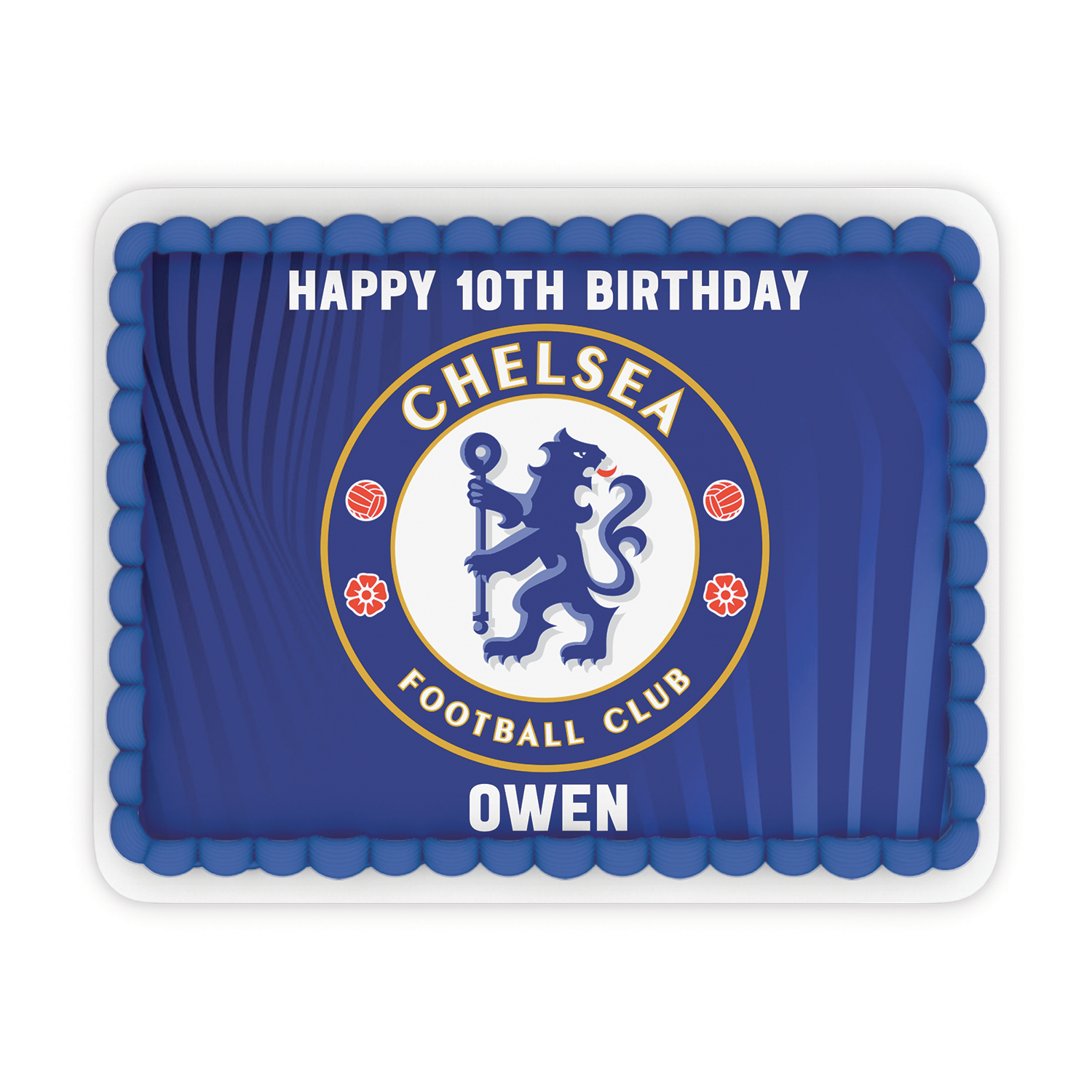 Rectangle-shaped Chelsea FC personalized cake images