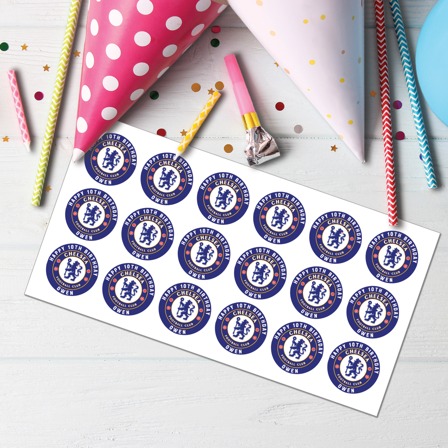 Chelsea FC Personalized Cupcakes Toppers - A Sweet Addition to Your Party