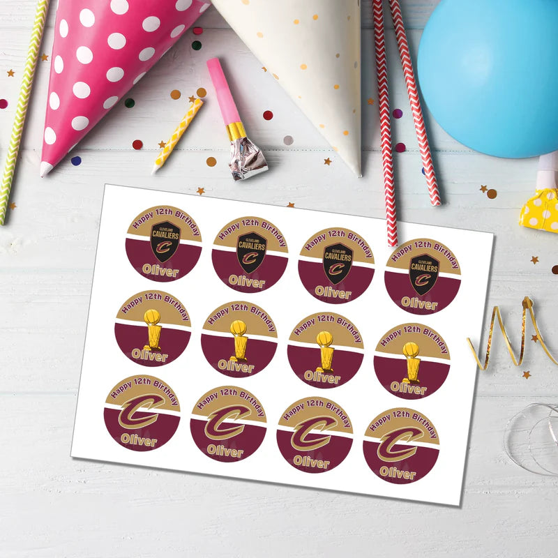 Cleveland Cavaliers Cupcake Toppers Custom Basketball Theme
