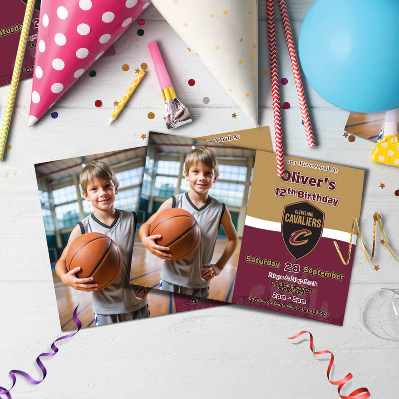 Cleveland Basketball Birthday Decorations, The Cavs Party Supplies, NBA Basketball Team Themed, Cleveland Cavaliers Digital Template, Editable Cleveland Cavaliers Image SVG PNG