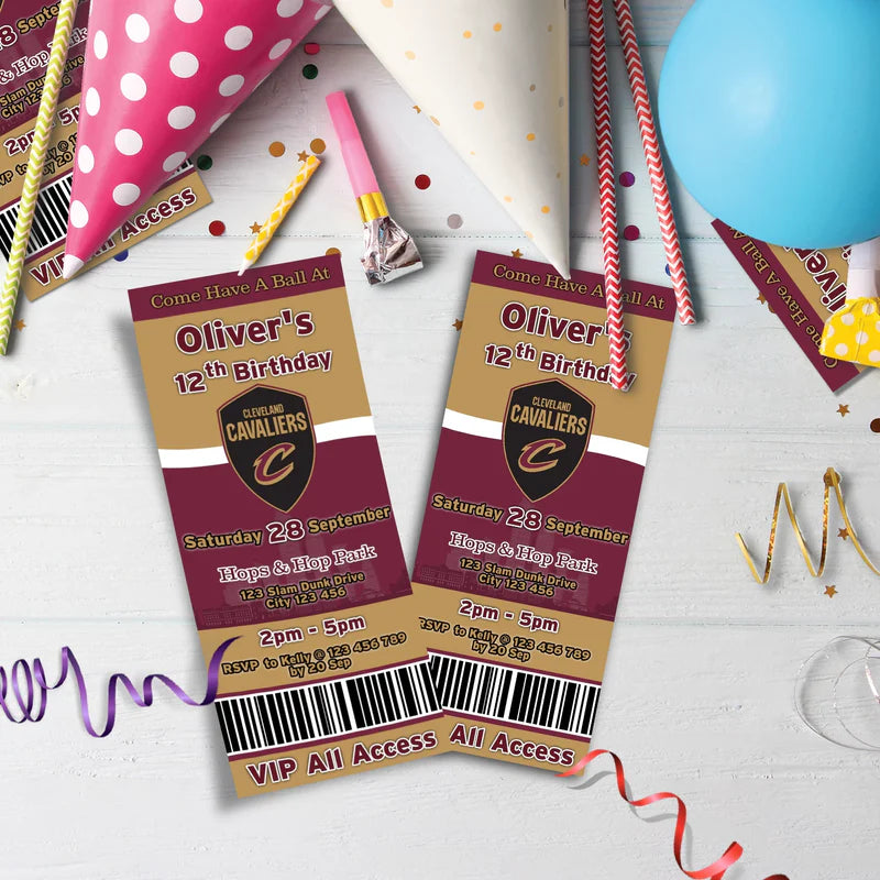 Cleveland Basketball Birthday Decorations, The Cavs Party Supplies, NBA Basketball Team Themed, Cleveland Cavaliers Digital Template, Editable Cleveland Cavaliers Image SVG PNG