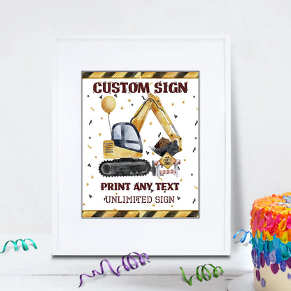 Construction Birthday Decorations, Engineer Birthday Party Supplies, Excavator Themed, Digger Digital Template, Editable Construction Image SVG PNG