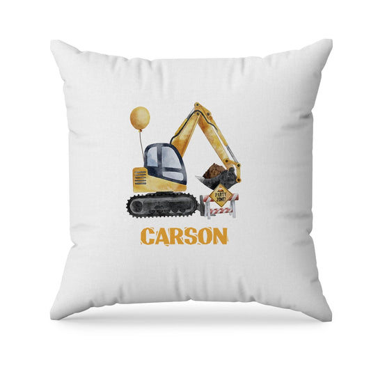 Sublimation pillowcase featuring construction theme and personalized graphics 