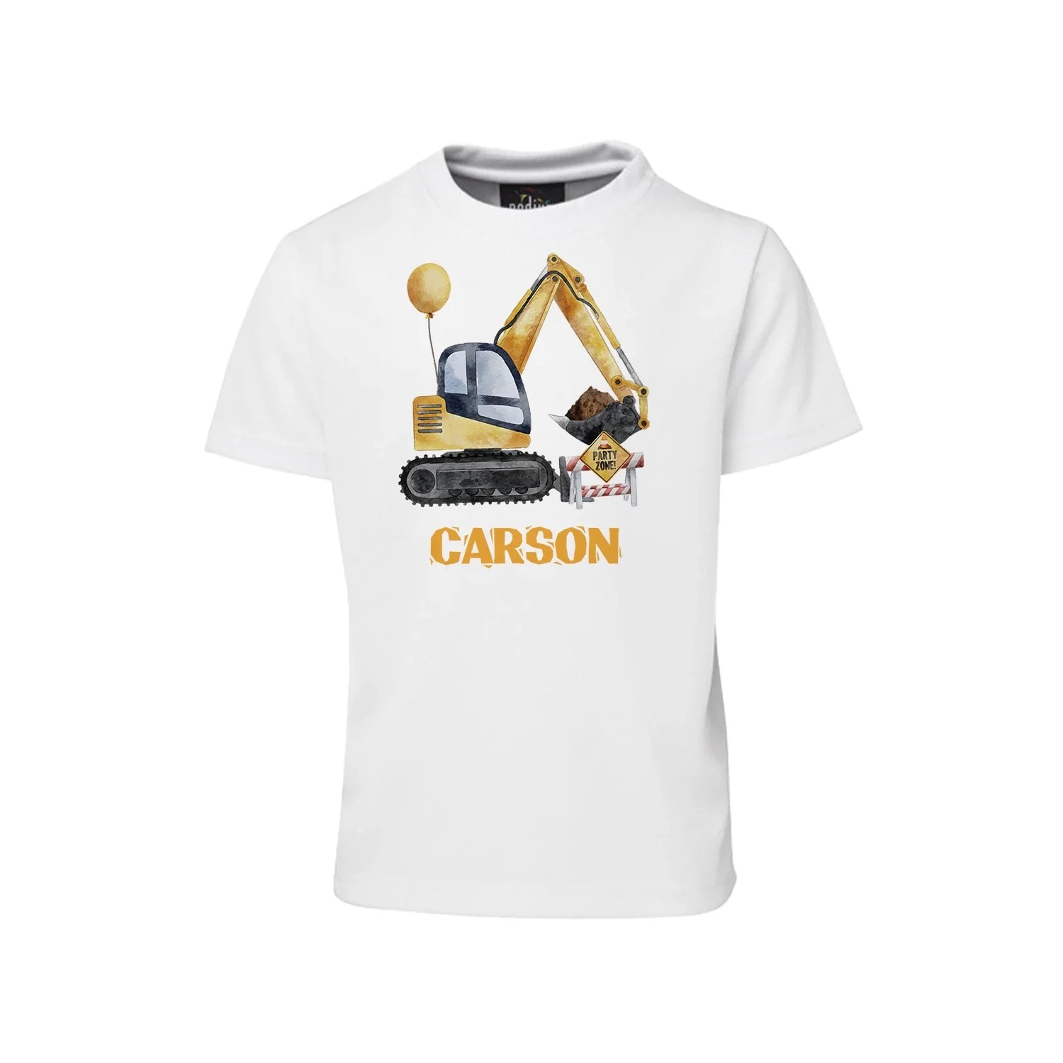 Sublimation T-shirt designed with construction elements and custom message 