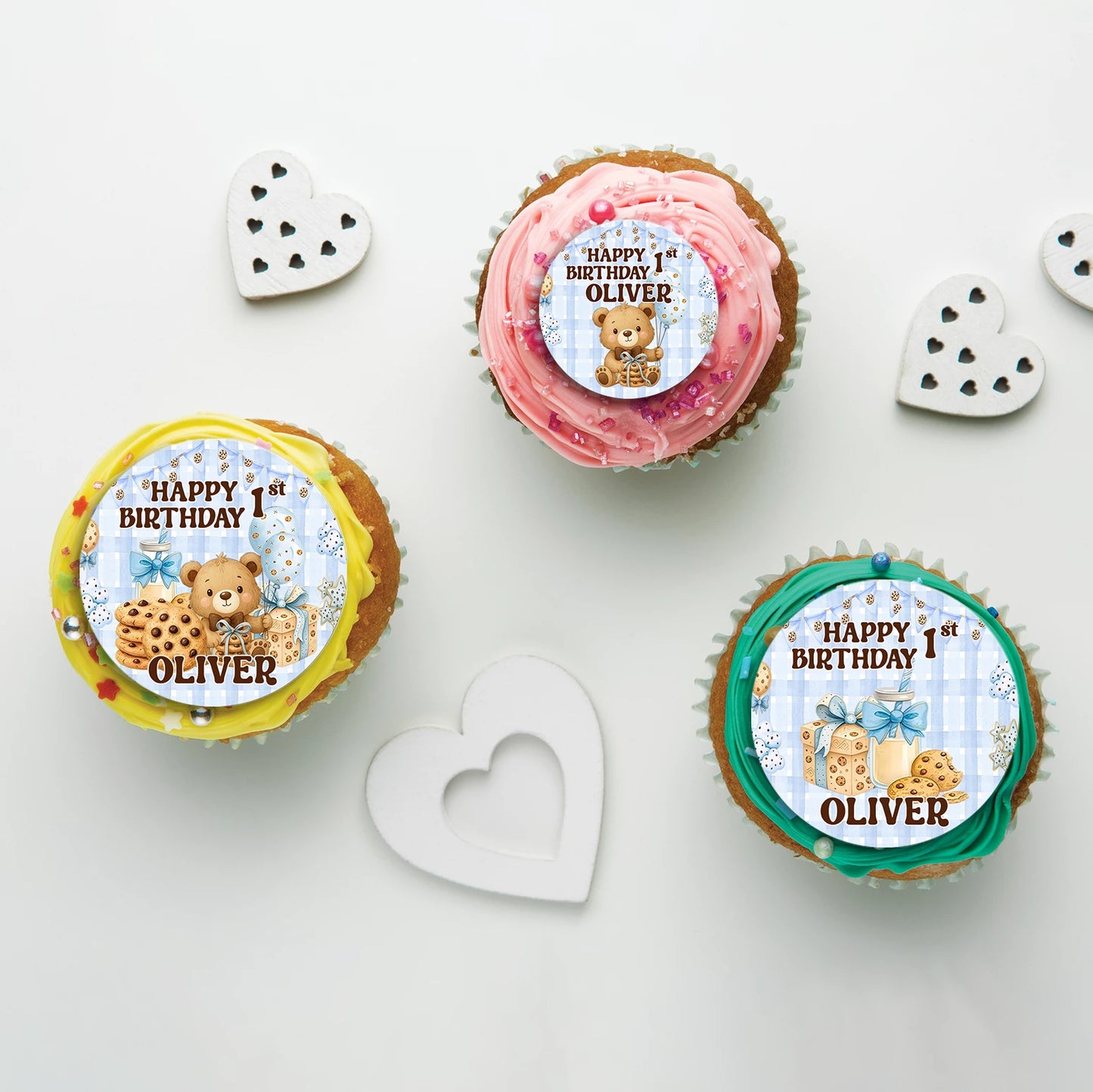 Cookies & Milk Birthday Decorations, Cookies & Bear Party Supplies, Baby Boy Birthday Themed, 1st Birthday Digital Template, Editable Cookies and Milk Image SVG PNG