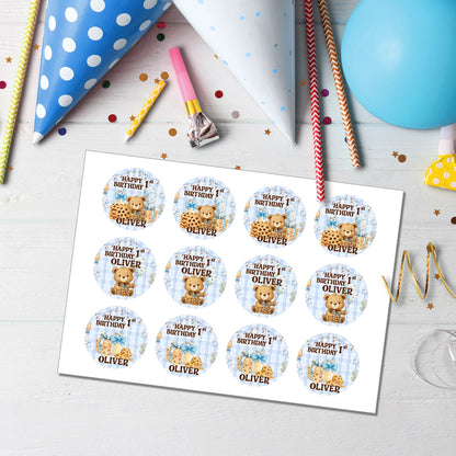 Cookies & Milk Personalized Cupcake Toppers Cute Dessert Party Decor