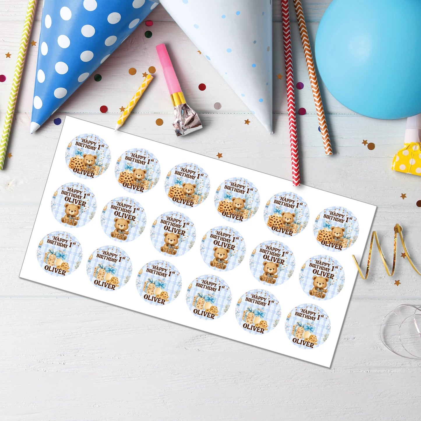 Cookies & Milk Personalized Cupcake Toppers Cute Dessert Party Decor