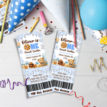 Cookies & Milk Birthday Decorations, Cookies & Bear Party Supplies, Baby Boy Birthday Themed, 1st Birthday Digital Template, Editable Cookies and Milk Image SVG PNG