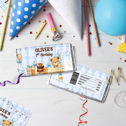 Cookies & Milk Birthday Decorations, Cookies & Bear Party Supplies, Baby Boy Birthday Themed, 1st Birthday Digital Template, Editable Cookies and Milk Image SVG PNG