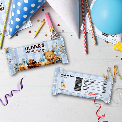 Cookies & Milk Birthday Decorations, Cookies & Bear Party Supplies, Baby Boy Birthday Themed, 1st Birthday Digital Template, Editable Cookies and Milk Image SVG PNG