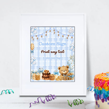 Cookies & Milk Birthday Decorations, Cookies & Bear Party Supplies, Baby Boy Birthday Themed, 1st Birthday Digital Template, Editable Cookies and Milk Image SVG PNG