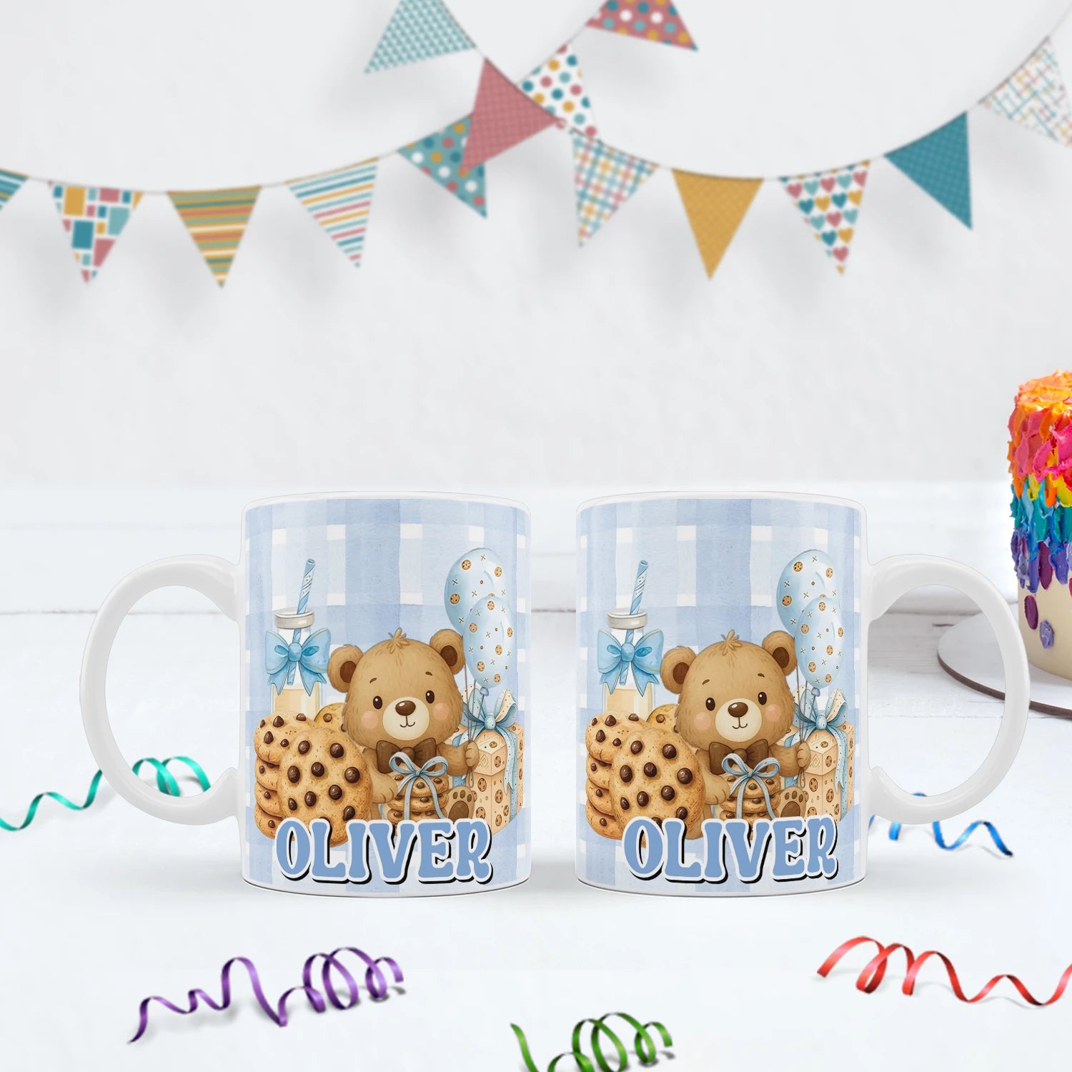 Cookies & Milk Birthday Decorations, Cookies & Bear Party Supplies, Baby Boy Birthday Themed, 1st Birthday Digital Template, Editable Cookies and Milk Image SVG PNG
