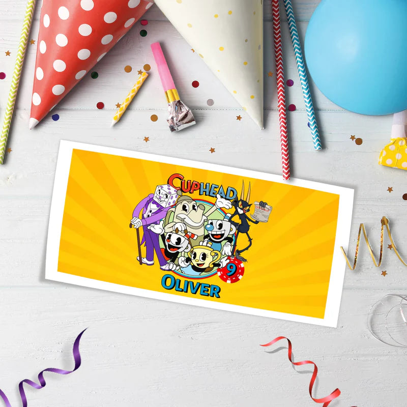 cuphead Birthday Decorations, netflix Party Supplies, cuphead games Themed, cuphead Digital Template, Editable CUPHEAD Image SVG PNG