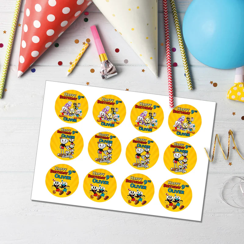 CUPHEAD Personalized Cupcake Toppers Cartoon Party Decorations