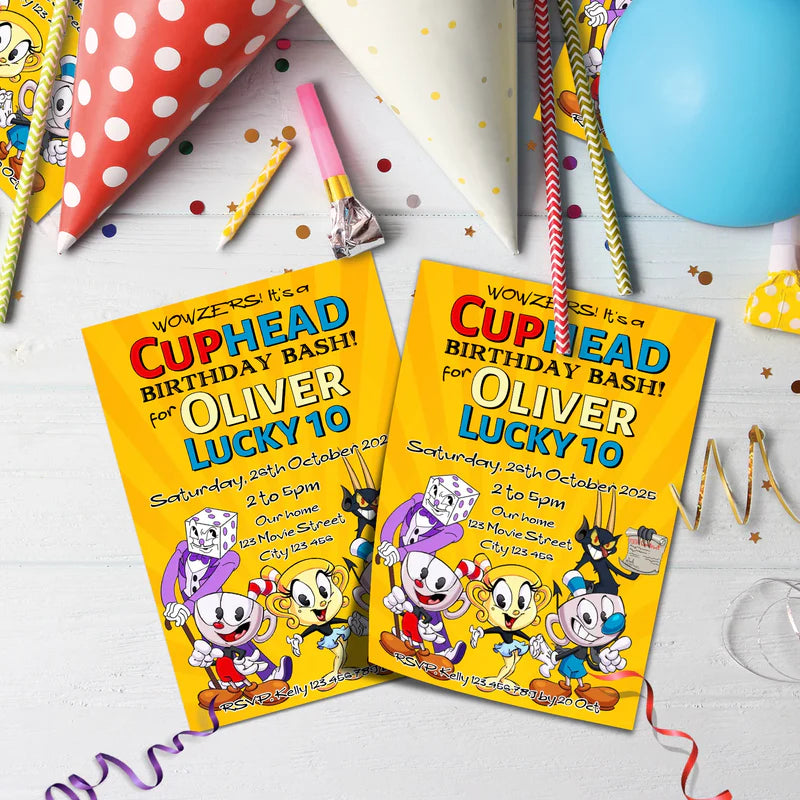 cuphead Birthday Decorations, netflix Party Supplies, cuphead games Themed, cuphead Digital Template, Editable CUPHEAD Image SVG PNG