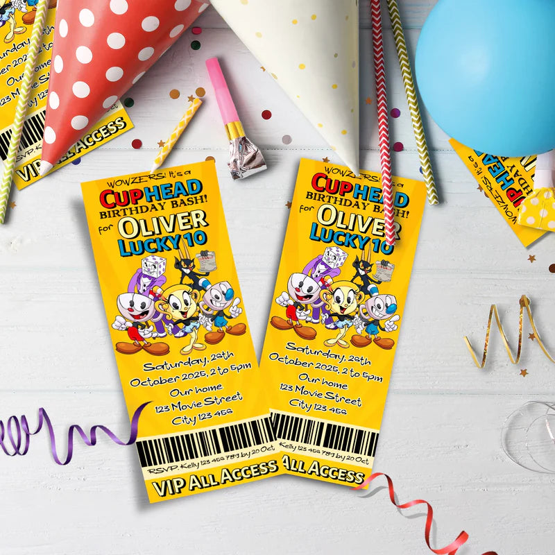 cuphead Birthday Decorations, netflix Party Supplies, cuphead games Themed, cuphead Digital Template, Editable CUPHEAD Image SVG PNG