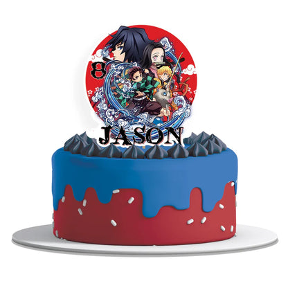 Demon Slayer cake toppers featuring anime characters on white background
