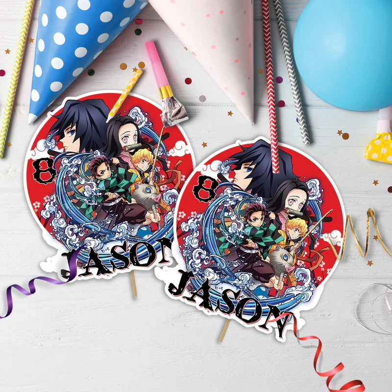 Demon Slayer Birthday Decorations, Anime Series Party Supplies, Demon Slayer Themed, Demon Slayer Digital Template, Editable Demon Slayer Image SVG PNG