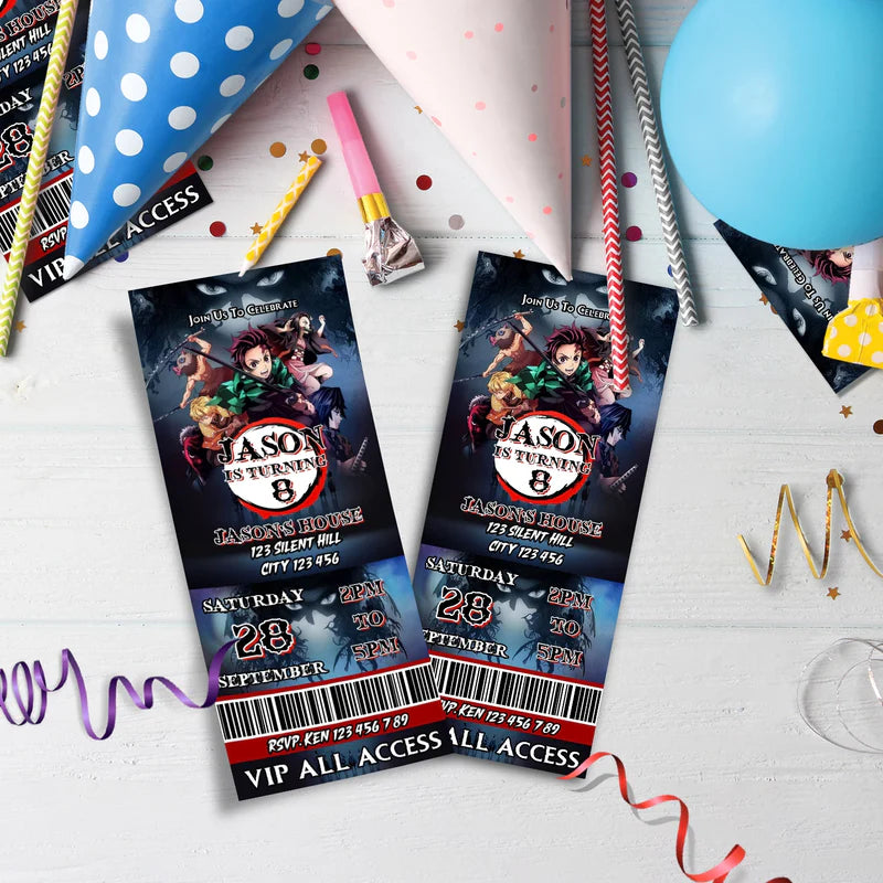 Demon Slayer Birthday Decorations, Anime Series Party Supplies, Demon Slayer Themed, Demon Slayer Digital Template, Editable Demon Slayer Image SVG PNG