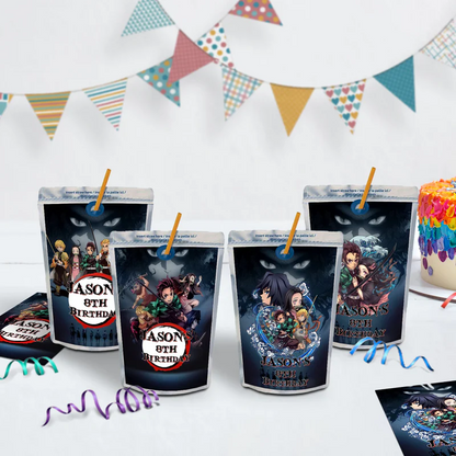 Demon Slayer Birthday Decorations, Anime Series Party Supplies, Demon Slayer Themed, Demon Slayer Digital Template, Editable Demon Slayer Image SVG PNG