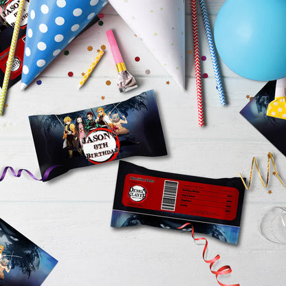 Demon Slayer Birthday Decorations, Anime Series Party Supplies, Demon Slayer Themed, Demon Slayer Digital Template, Editable Demon Slayer Image SVG PNG