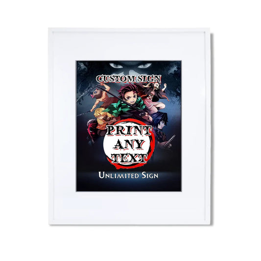 Demon Slayer custom sign with anime characters and dark background