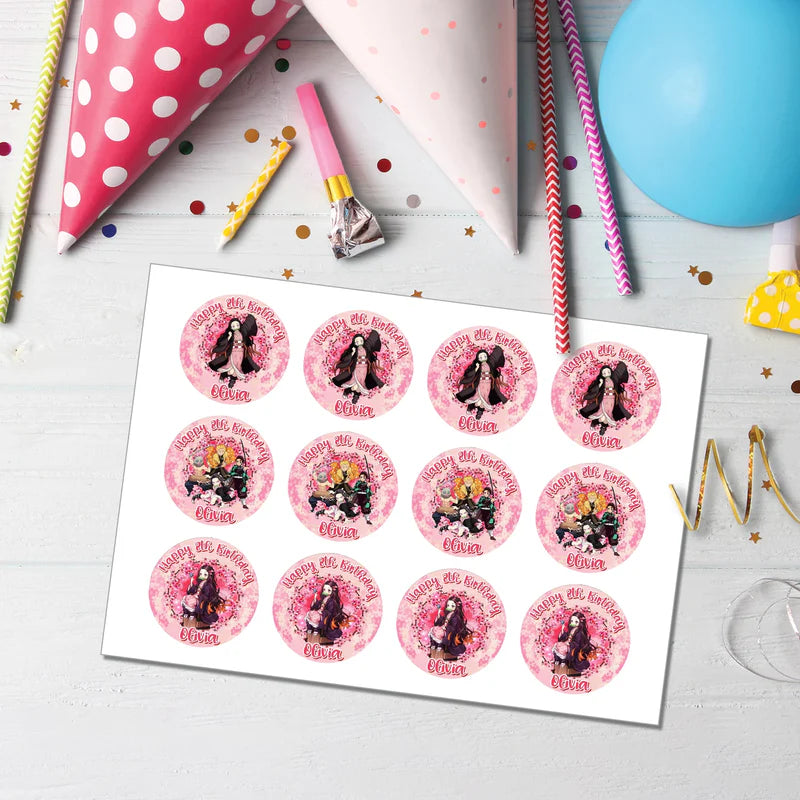 Demon Slayer Nezuko Cupcake Toppers Birthday Party Decor