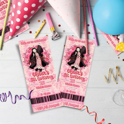 Demon Slayer  Birthday Decorations, Nezuko Party Supplies, Anime Themed, Demon Slayer Girl Digital Template, Editable Demon Slayer Nezuko Kamado Image SVG PNG