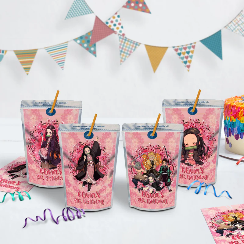 Demon Slayer  Birthday Decorations, Nezuko Party Supplies, Anime Themed, Demon Slayer Girl Digital Template, Editable Demon Slayer Nezuko Kamado Image SVG PNG