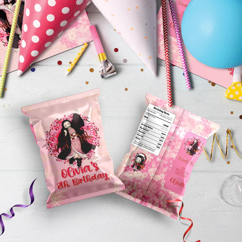 Demon Slayer  Birthday Decorations, Nezuko Party Supplies, Anime Themed, Demon Slayer Girl Digital Template, Editable Demon Slayer Nezuko Kamado Image SVG PNG