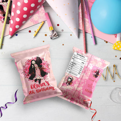 Demon Slayer  Birthday Decorations, Nezuko Party Supplies, Anime Themed, Demon Slayer Girl Digital Template, Editable Demon Slayer Nezuko Kamado Image SVG PNG
