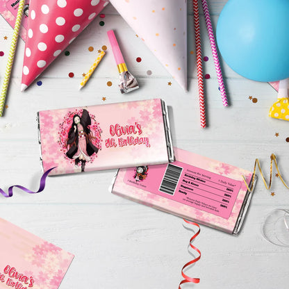 Demon Slayer  Birthday Decorations, Nezuko Party Supplies, Anime Themed, Demon Slayer Girl Digital Template, Editable Demon Slayer Nezuko Kamado Image SVG PNG