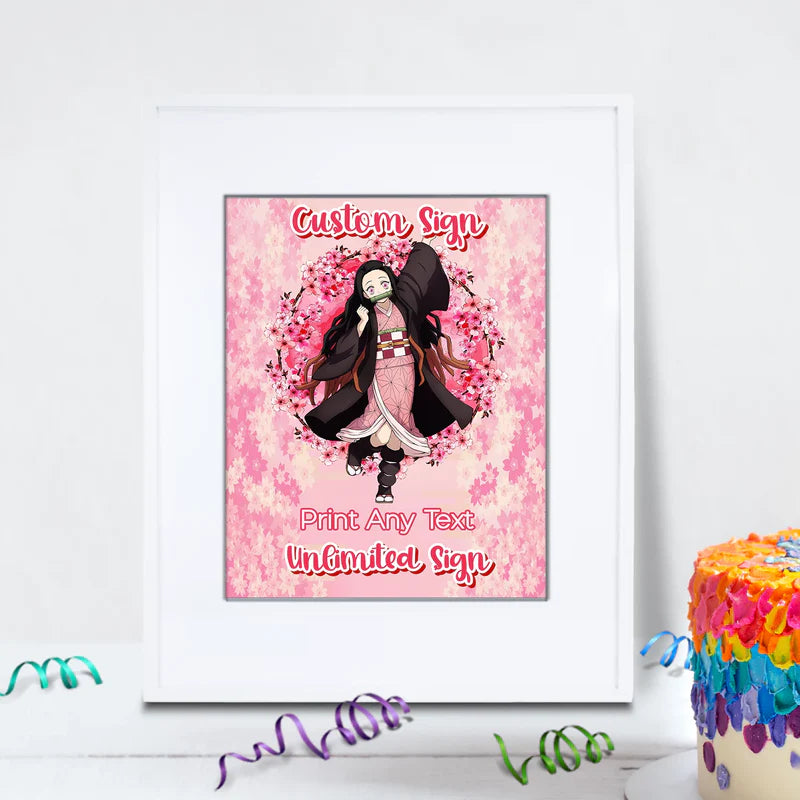 Demon Slayer  Birthday Decorations, Nezuko Party Supplies, Anime Themed, Demon Slayer Girl Digital Template, Editable Demon Slayer Nezuko Kamado Image SVG PNG