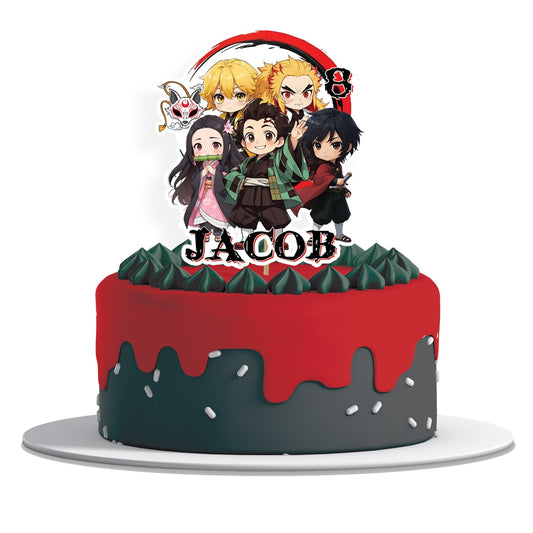 Demon Slayer themed personalized cake toppers