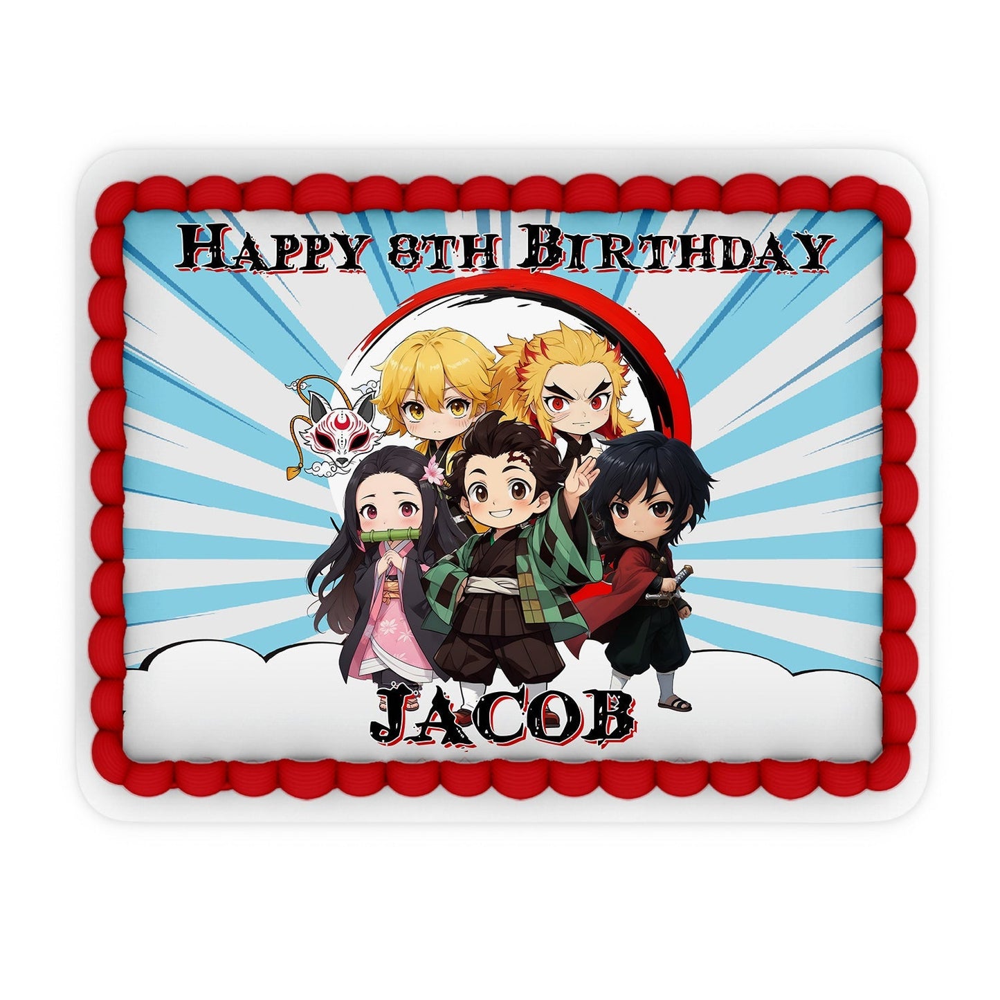 Rectangle edible sheet cake images featuring Demon Slayer