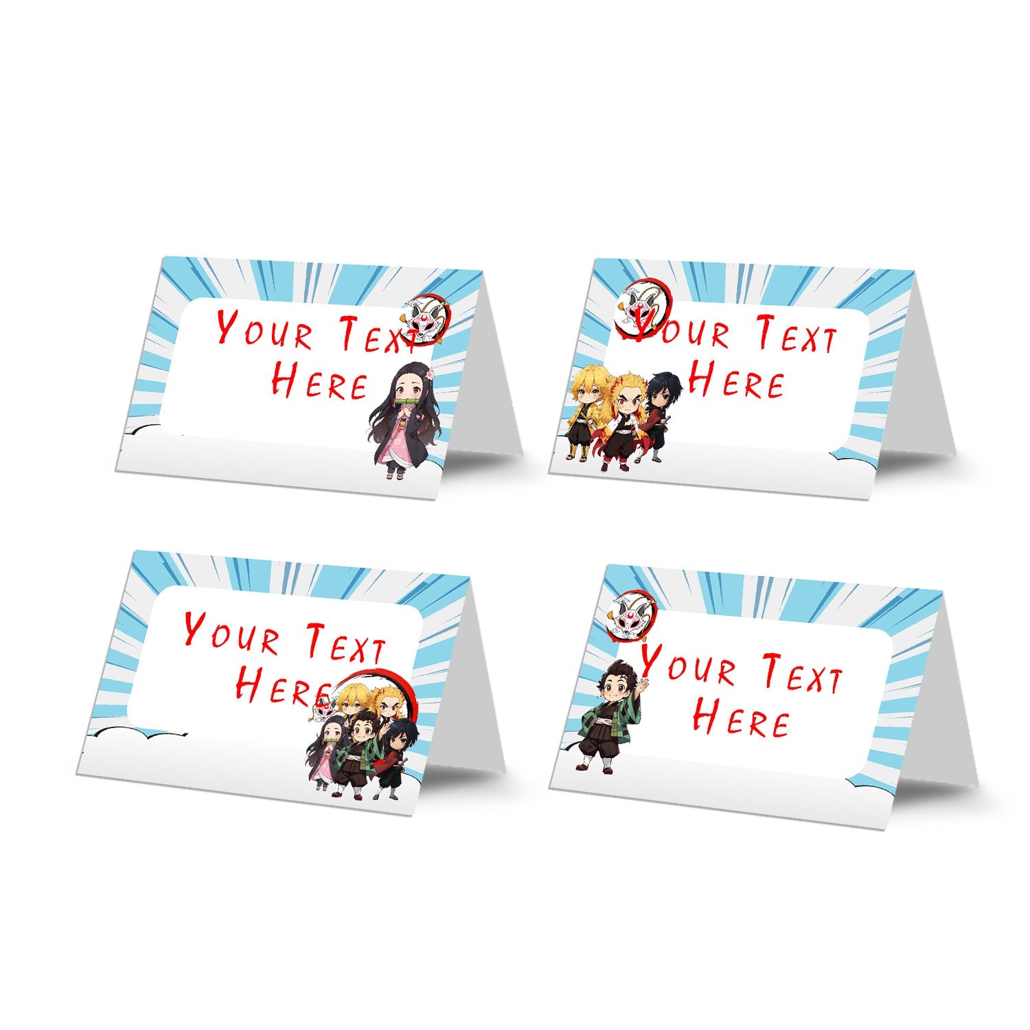 Food cards with Demon Slayer theme