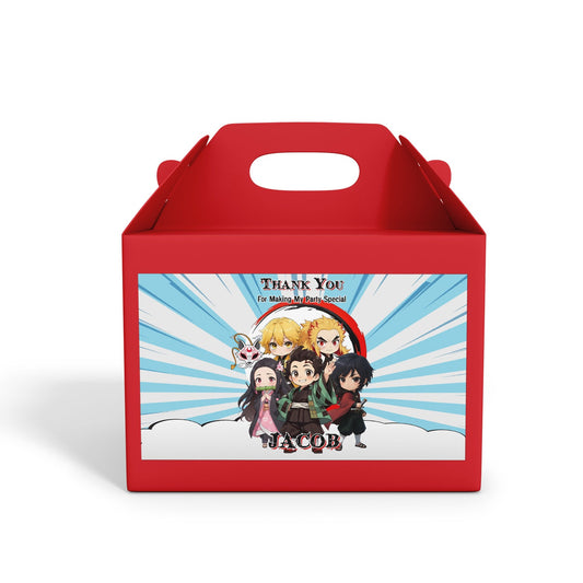 Treat box label personalized with Demon Slayer design
