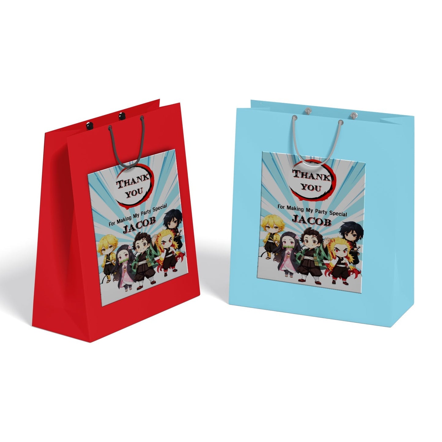 Goody bag label featuring Demon Slayer theme