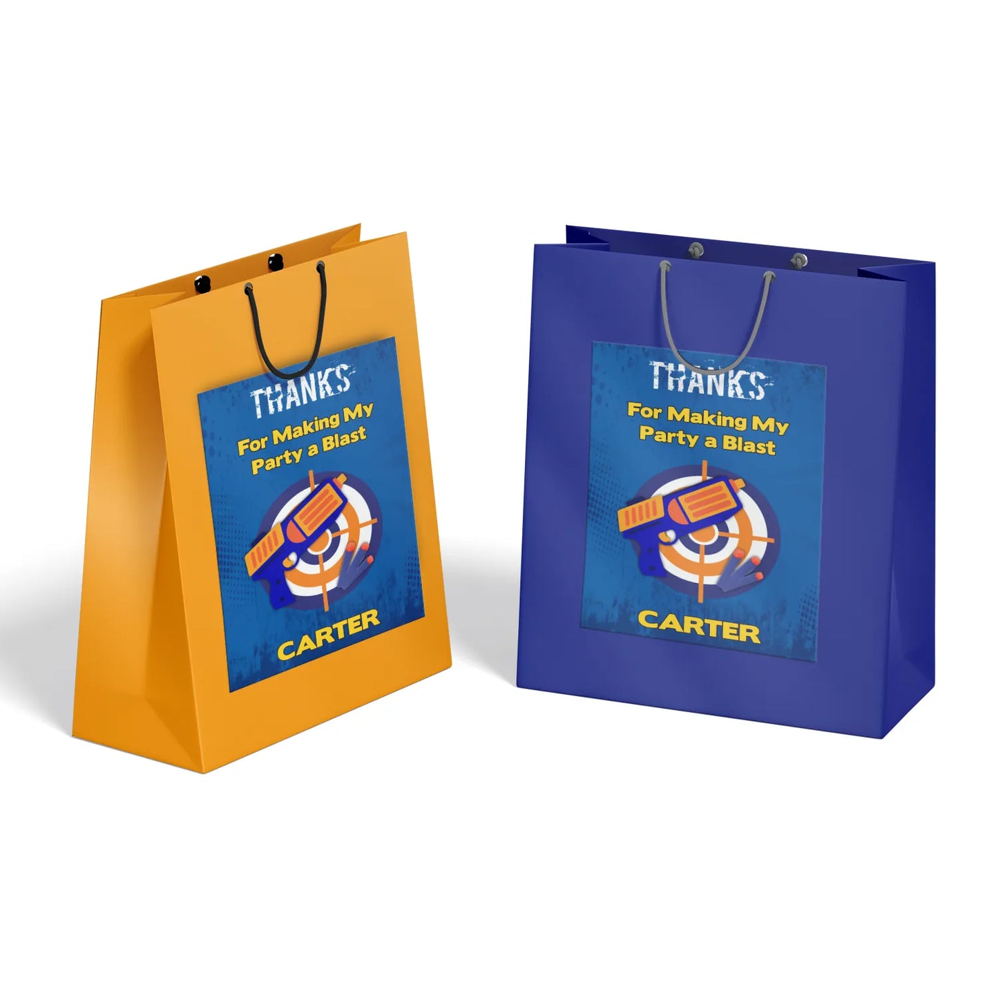 Gift bag label with a Nerf theme, adding a personal touch to your gift bags.