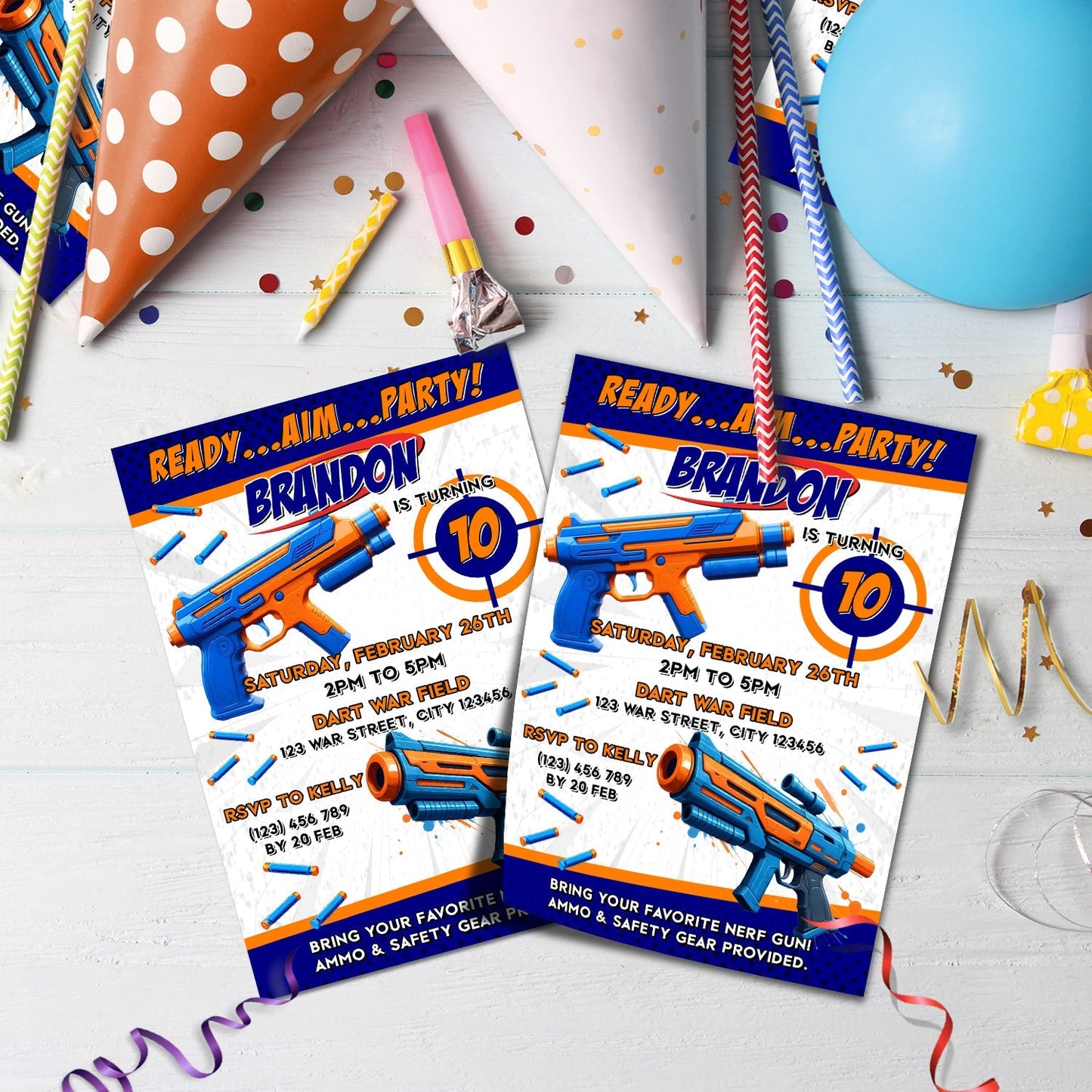 Nerf Birthday Decorations, Water Gun Party Supplies, Gun War, Dart Gun, Dart Gun SVG