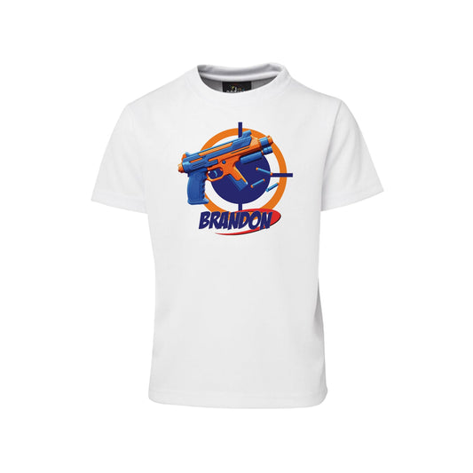 Sublimation T-shirt with a Nerf theme, perfect for showing off your love for Nerf at parties or events.