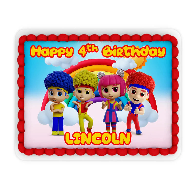 D Billions personalized edible sheet cake images with kids theme design and custom text, rectangular icing sheet on white background