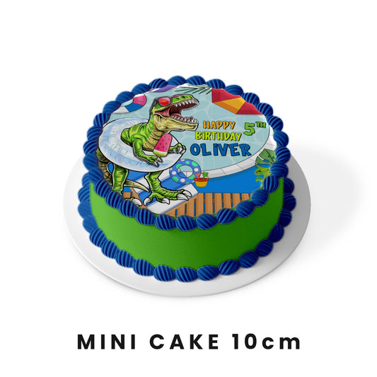 Round edible dinosaur cake image for personalized decoration