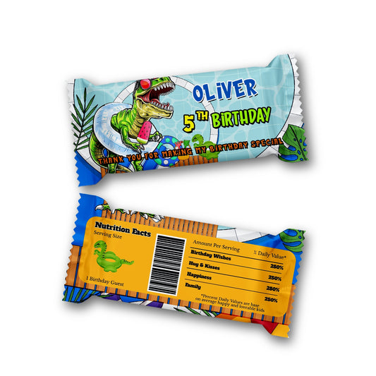 Dinosaur Rice Krispies Treats and candy bar labels