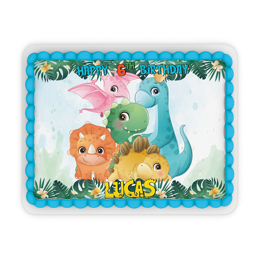 Personalized dinosaur Theme Edible Cake Image A4 Size - Custom dinosaur Theme Party Cake Decoration