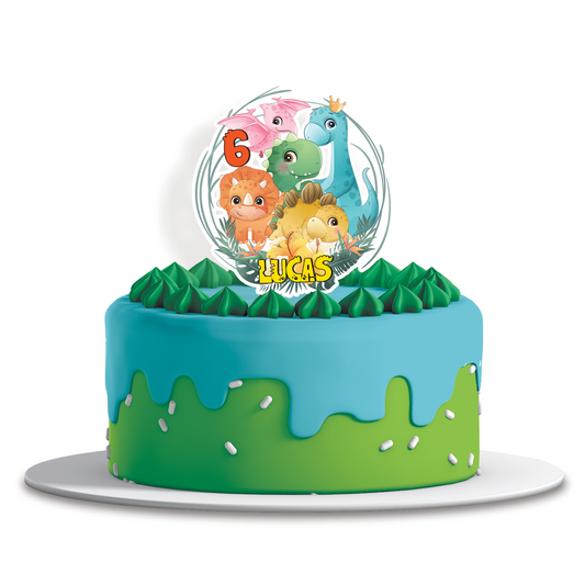 Personalized dinosaur Theme Cake Topper - Custom dinosaur Theme Party Cake Decoration