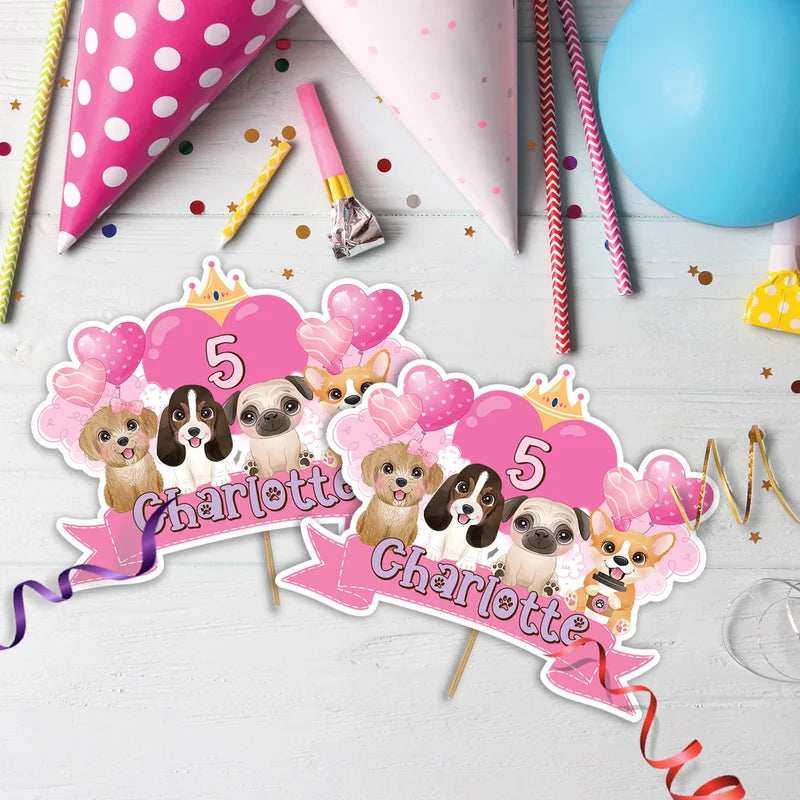 Dog Birthday Decorations, Puppy Party Supplies, Pawty Themed, Paw Digital Template, Editable Puppy & Dog Image SVG PNG
