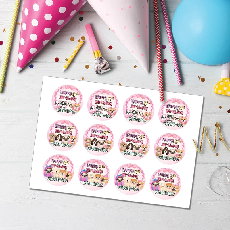 Puppy & Dog Personalized Cupcakes Toppers